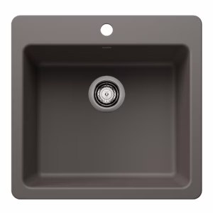 Liven SILGRANIT 21" Single Bowl Dual Mount Kitchen Sink - Volcano Gray