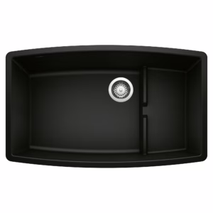 Performa Cascade SILGRANIT 32" Single Bowl Undermount Kitchen Sink with Colander - Coal Black