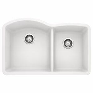 Diamond SILGRANIT 32" 60/40 Double Bowl Undermount Kitchen Sink - White