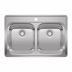 Essential 31" 50/50 Double Bowl Drop-In Stainless Steel Kitchen Sink - 1 Hole