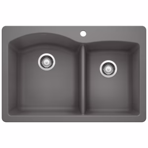 Diamond SILGRANIT 33" 60/40 Double Bowl Dual Mount Kitchen Sink - Cinder