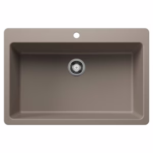Liven SILGRANIT 33" Super Single Dual Mount Kitchen Sink - Truffle