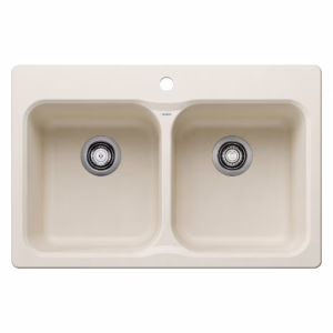 Vision SILGRANIT 31.5" 50/50 Double Bowl Dual Mount Kitchen Sink - Soft White