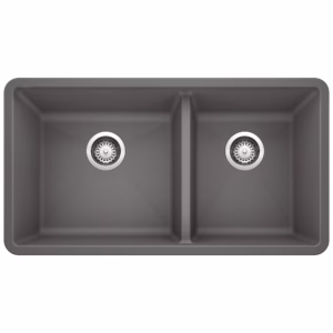 Precis SILGRANIT 33" 60/40 Double Bowl Undermount Kitchen Sink - Cinder