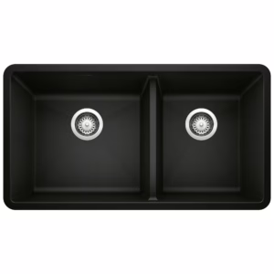 Precis SILGRANIT 33" 60/40 Double Bowl Undermount Kitchen Sink - Coal Black