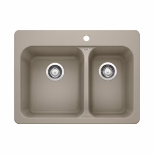 Vision SILGRANIT 27.5" 70/30 Double Bowl Dual Mount Kitchen Sink - Truffle