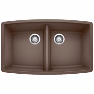 Performa SILGRANIT 33" 50/50 Double Bowl Undermount Kitchen Sink - Café