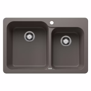 Vision SILGRANIT 31.5" 60/40 Double Bowl Dual Mount Kitchen Sink - Volcano Gray