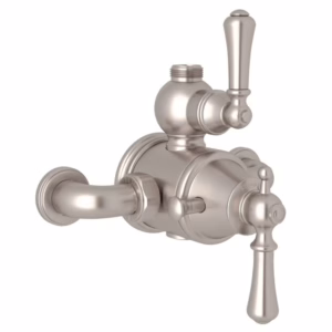 Perrin & Rowe | Satin Nickel Georgian Era™ 3/4" Exposed Therm Valve With Volume And Temperature Control