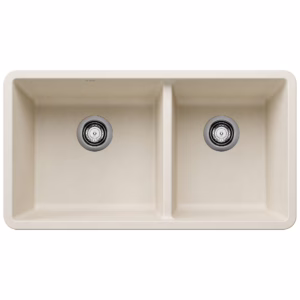 Precis SILGRANIT 33" 60/40 Double Bowl Undermount Kitchen Sink - Soft White