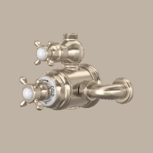 Perrin & Rowe | Satin Nickel Edwardian™ 3/4" Exposed Therm Valve With Volume And Temperature Control