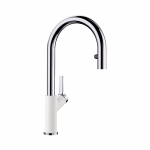 Urbena Pull-Down Dual-Spray Kitchen Faucet - Chrome/White