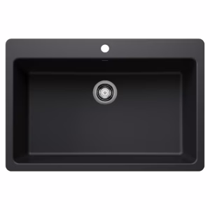 Liven SILGRANIT 33" Super Single Dual Mount Kitchen Sink - Coal Black