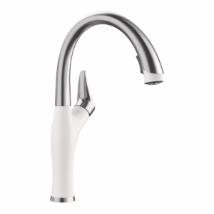 Artona Pull-Down Dual-Spray Kitchen Faucet - PVD Steel/White