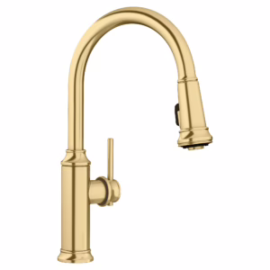 Empressa High Arc Pull-Down Dual-Spray Kitchen Faucet - Satin Gold