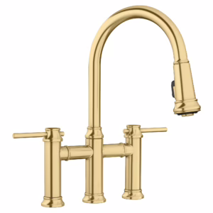 Empressa Pull-Down Dual-Spray Bridge Faucet - Satin Gold