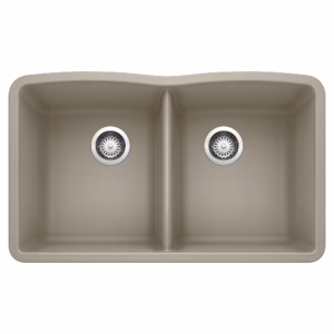 Diamond SILGRANIT 32" 50/50 Double Bowl Undermount Kitchen Sink - Truffle