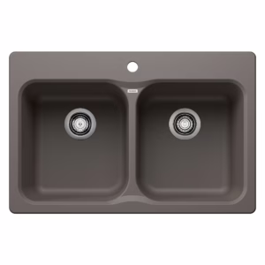 Vision SILGRANIT 31.5" 50/50 Double Bowl Dual Mount Kitchen Sink - Volcano Gray