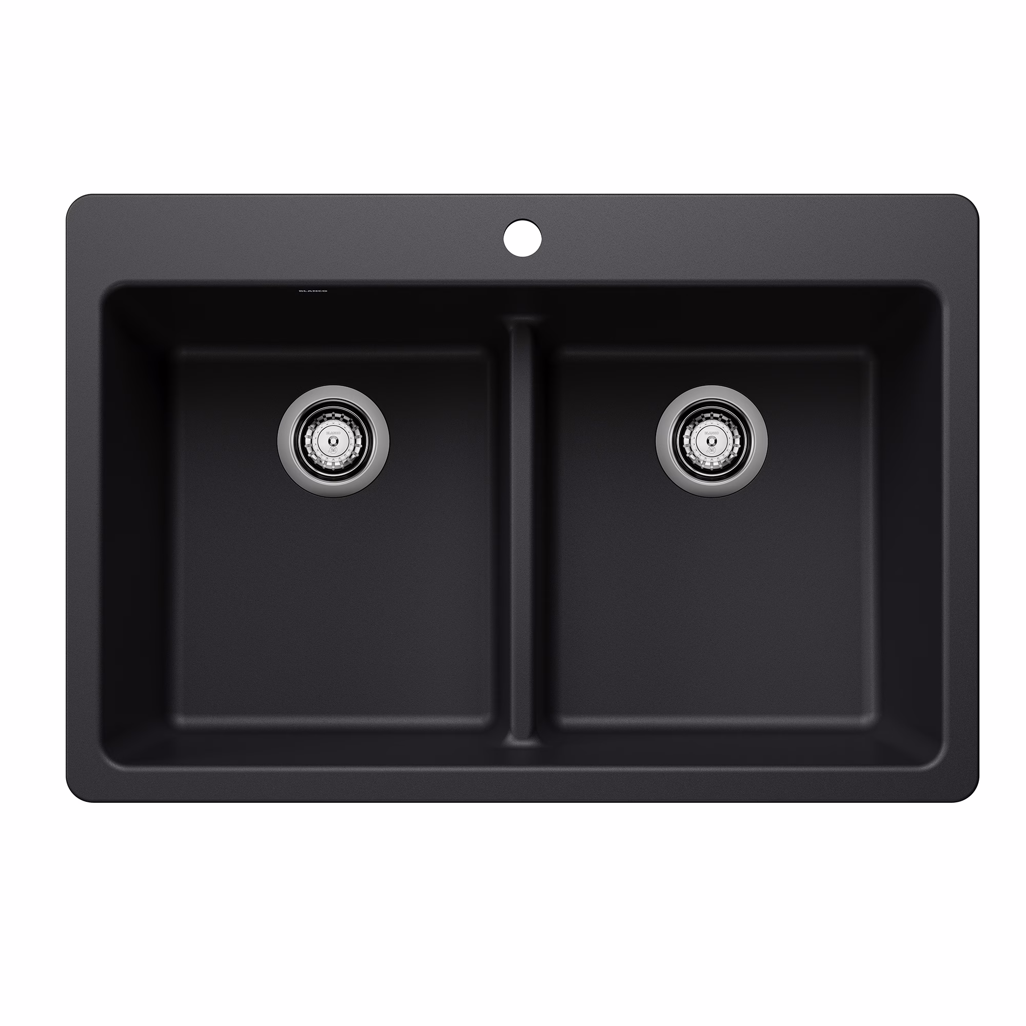 Liven SILGRANIT 33" 50/50 Double Bowl Dual Mount Kitchen Sink with Low Divide - Coal Black
