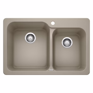 Vision SILGRANIT 31.5" 60/40 Double Bowl Dual Mount Kitchen Sink - Truffle