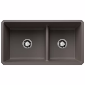 Precis SILGRANIT 33" 60/40 Reversible Double Bowl Undermount Kitchen Sink with Low Divide - Volcano Gray