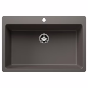 Liven SILGRANIT 33" Super Single Dual Mount Kitchen Sink - Volcano Gray