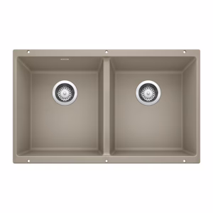 Precis SILGRANIT 29" 50/50 Double Bowl Undermount Kitchen Sink - Truffle