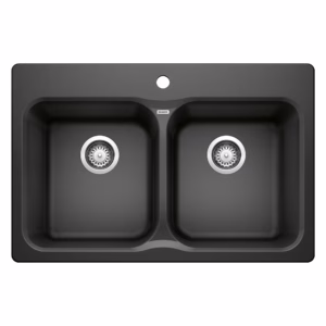 Vision SILGRANIT 31.5" 50/50 Double Bowl Dual Mount Kitchen Sink - Anthracite