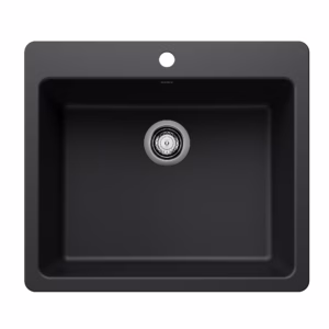 Liven SILGRANIT 25" Single Bowl Dual Mount Kitchen Sink - Coal Black