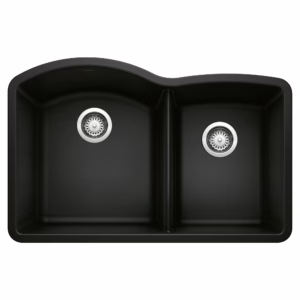 Diamond SILGRANIT 32" 60/40 Double Bowl Undermount Kitchen Sink - Coal Black
