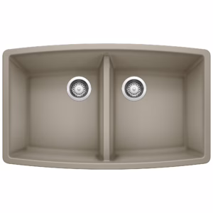 Performa SILGRANIT 33" 50/50 Double Bowl Undermount Kitchen Sink - Truffle