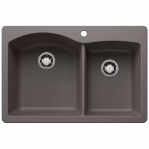 Diamond SILGRANIT 33" 60/40 Double Bowl Dual Mount Kitchen Sink - Volcano Gray