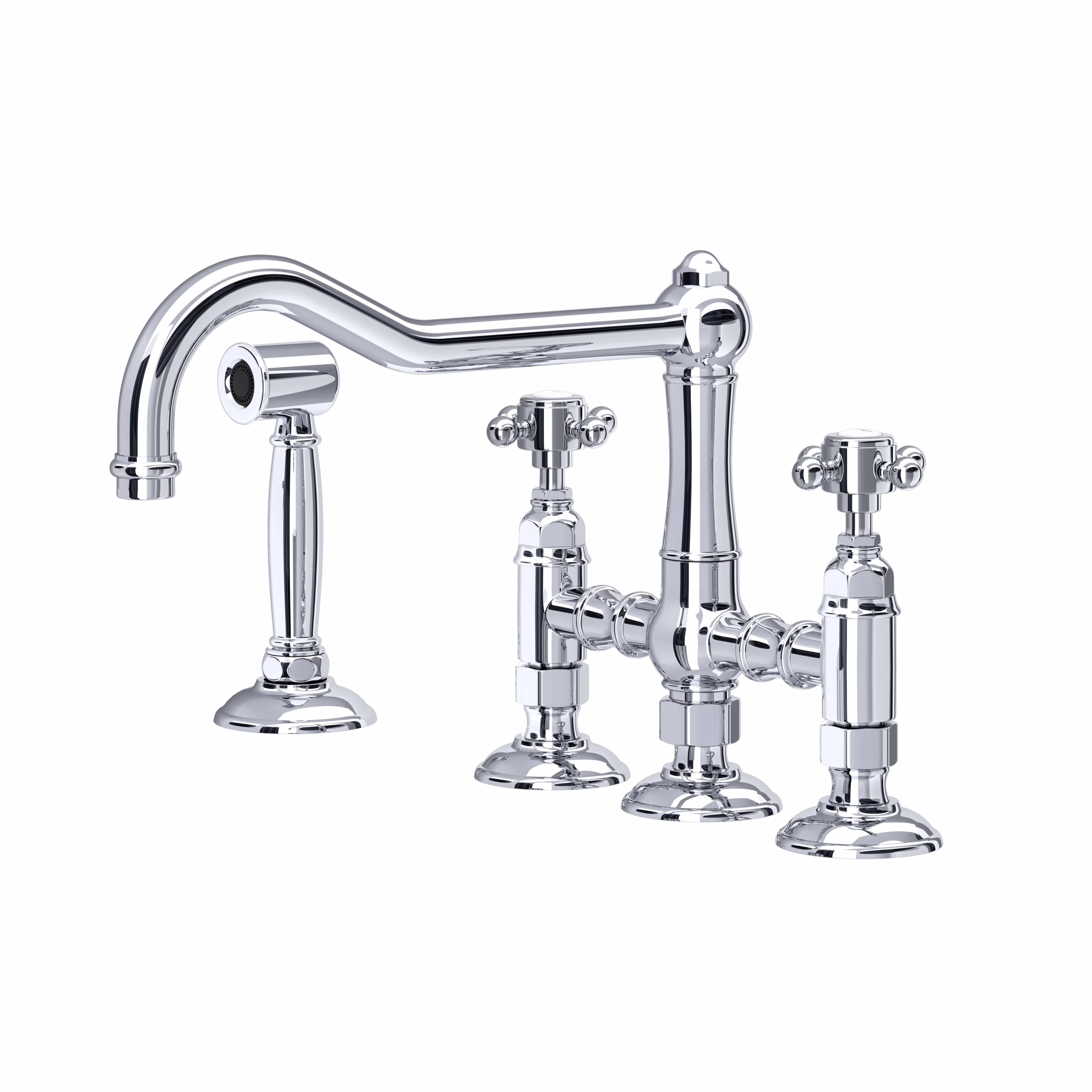 A1458XMWSAPC-2 ROHL Polished Chrome Acqui® Bridge Kitchen Faucet With Side Spray