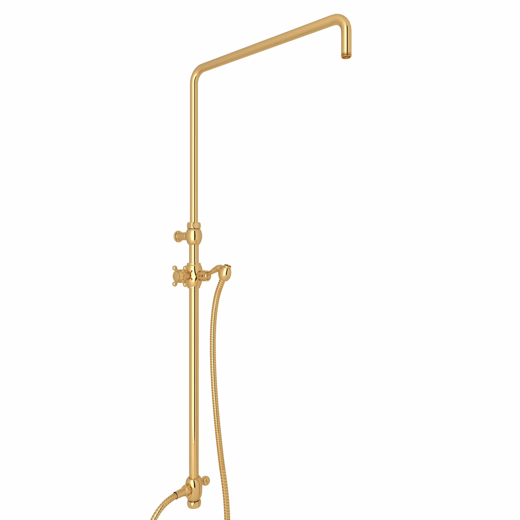 1560IB ROHL Italian Brass Riser With Diverter, Hose And Sliding Handshower Holder