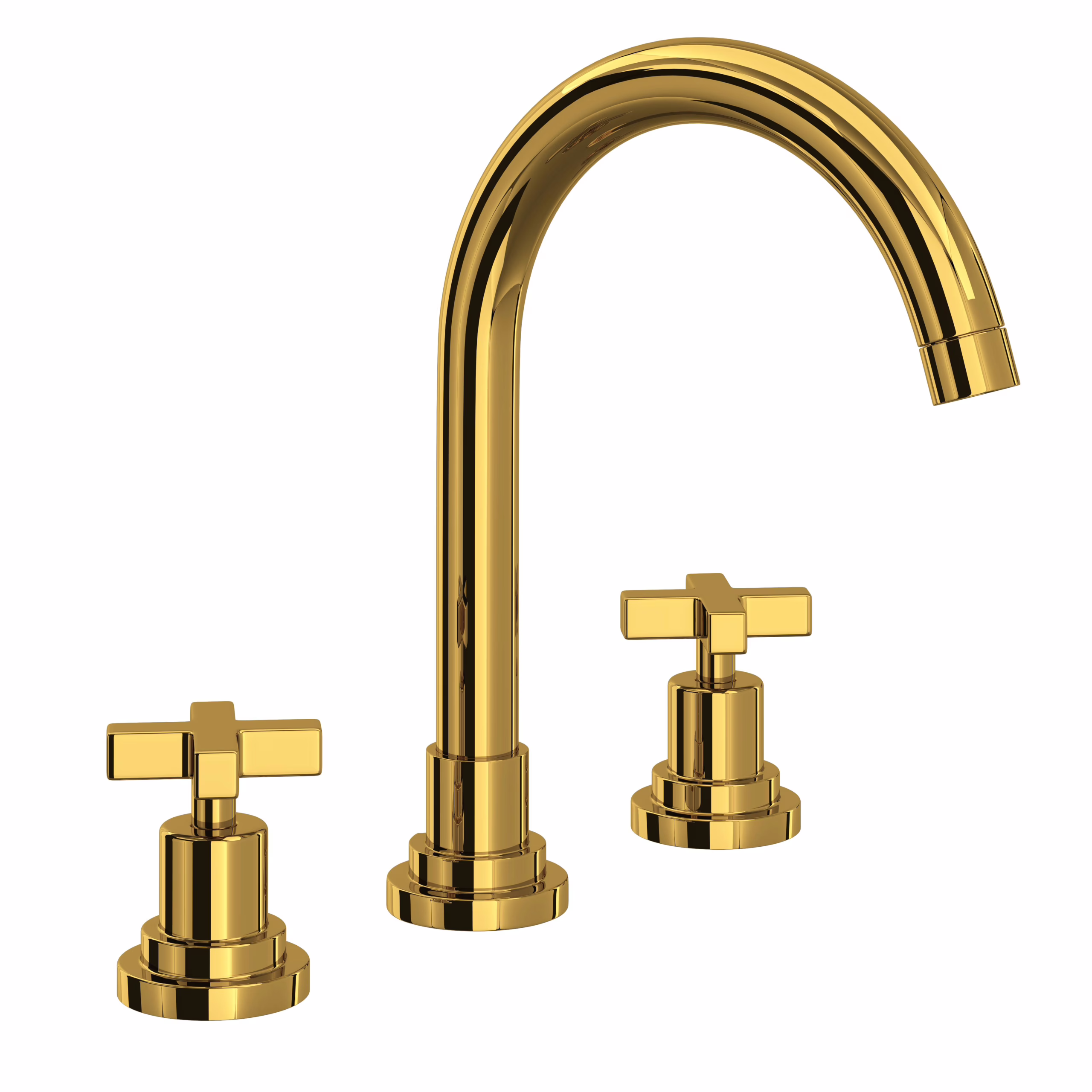 A2208XMULB-2 ROHL Unlacquered Brass Lombardia® Widespread Lavatory Faucet With C-Spout