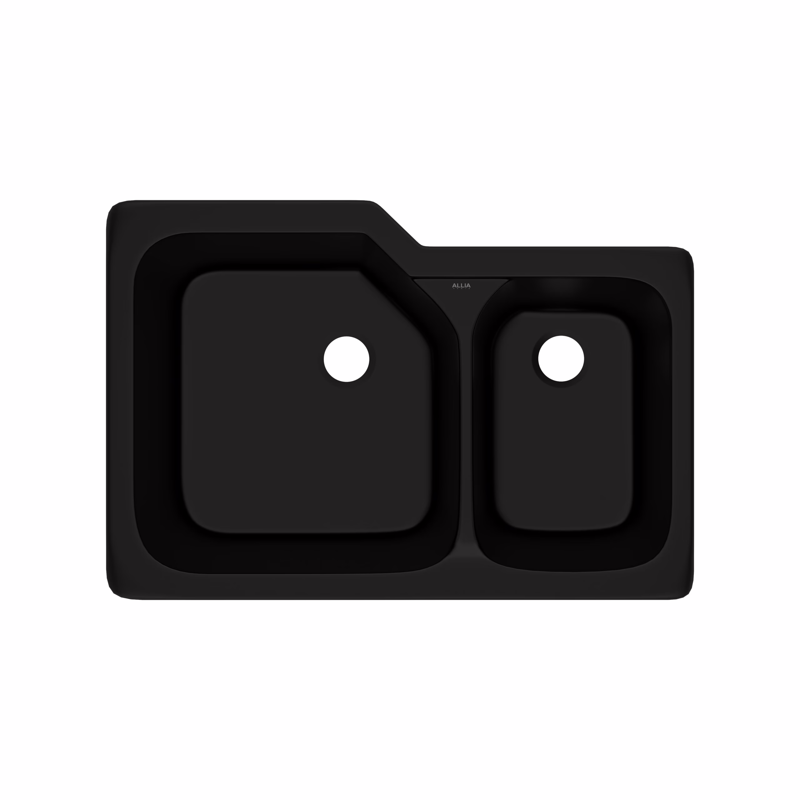 6337-63 ROHL Satin Black Allia™ 33" Fireclay 2 Bowl Undermount Kitchen Sink