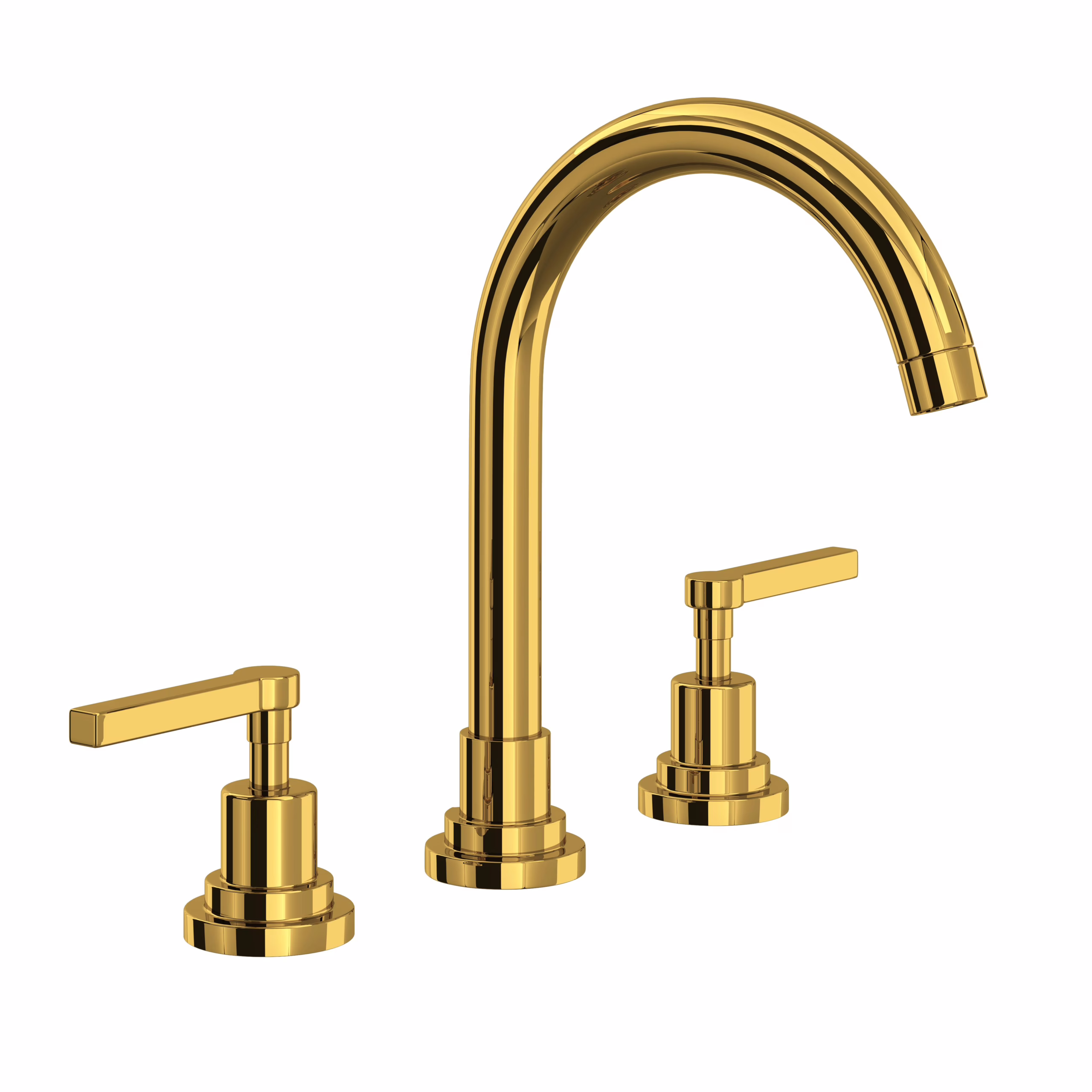 A2208LMULB-2 ROHL Unlacquered Brass Lombardia® Widespread Lavatory Faucet With C-Spout
