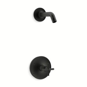 Kohler TLS14422-3-BL | Purist Black PURIST® SHOWER TRIM,LESS HEAD-CROSS