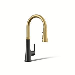 Kohler 23764-BMB | Tone Black,Gold TONE® PULL DOWN KITCHEN FAUCET