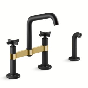 Kohler 28665-3-BMB | Billet Black,Gold BILLET™ DM BRIDGE - CROSS HDL SQUARE