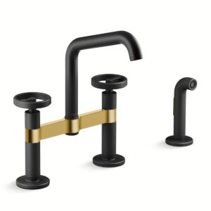 Kohler 28665-9-BMB | Billet Black,Gold BILLET™ DM BRIDGE - CIRCLE HDL SQUARE