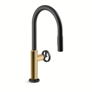 Kohler 28669-9-BMB | Billet Black,Gold BILLET™ PULL-DOWN - CIRCLE HANDLE