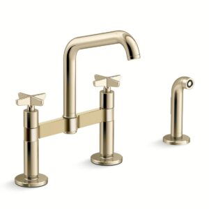 Kohler 28665-3-AF | Billet Gold BILLET™ DM BRIDGE - CROSS HDL SQUARE