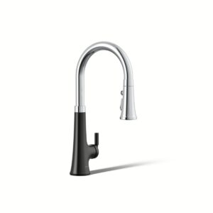 Kohler 23766-CBL | Tone Chrome, Black TONE® PULL DOWN KITCHEN FCT W/ RESPONSE