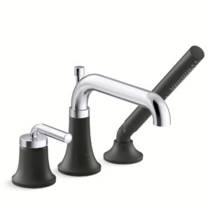 Kohler 26441-4-CBL | Tone Chrome, Black TONE® 1H DECK MOUNT BATH FCT W HANDSHWR