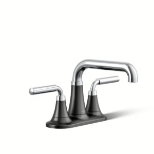 Kohler 27414-4N-CBL | Tone Chrome, Black TONE® CENTER SET BATHROOM SINK FAUCET
