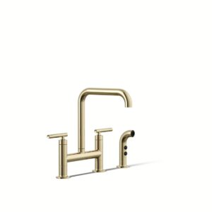Kohler 7548-4-AF | Purist Gold PURIST® DECK-MOUNT BRIDGE FCT,W/SPRAY