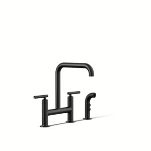 Kohler 7548-4-BL | Purist Black PURIST® DECK-MOUNT BRIDGE FCT,W/SPRAY