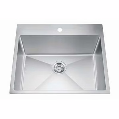Luxart LXZS885DM1R 25x22x12 304 Stainless Steel 18 Gauge 1-Bowl Rectangular Dual-Mount 1-Hole Laundry Sink Brushed Satin