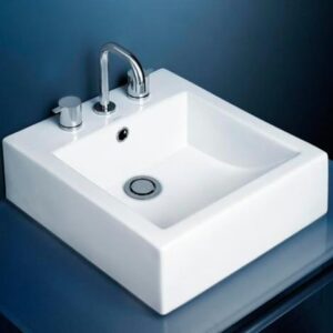 Caroma Liano 430 664418W Lavatory Sink 19" x 17" Square Vessel Above-Counter 1H W/Overflow White